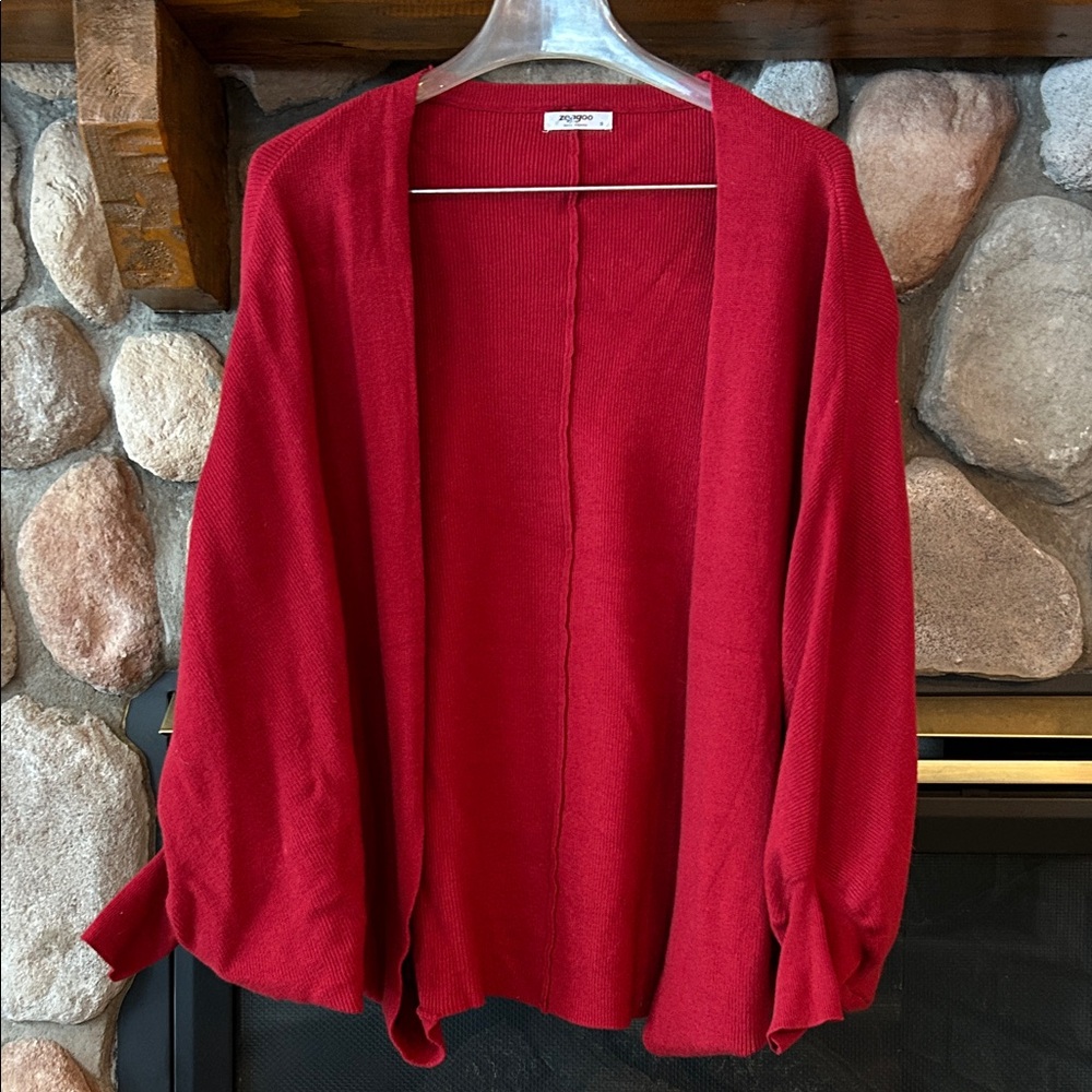 Zeagoo Women's Holiday Red Oversized Batwing Shrug Cardigan, Size S-XL